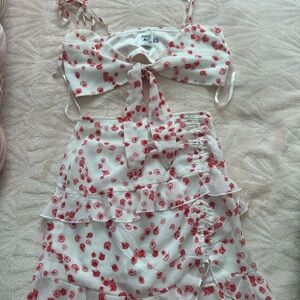 Princess Polly Red Floral Two-Piece Set